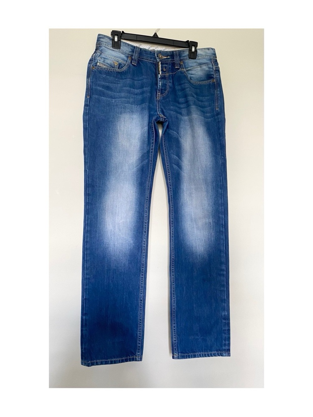 Diesel Industry Jeans Mens W32 Made in Italy Skull Leather Patch Distressed Y2K